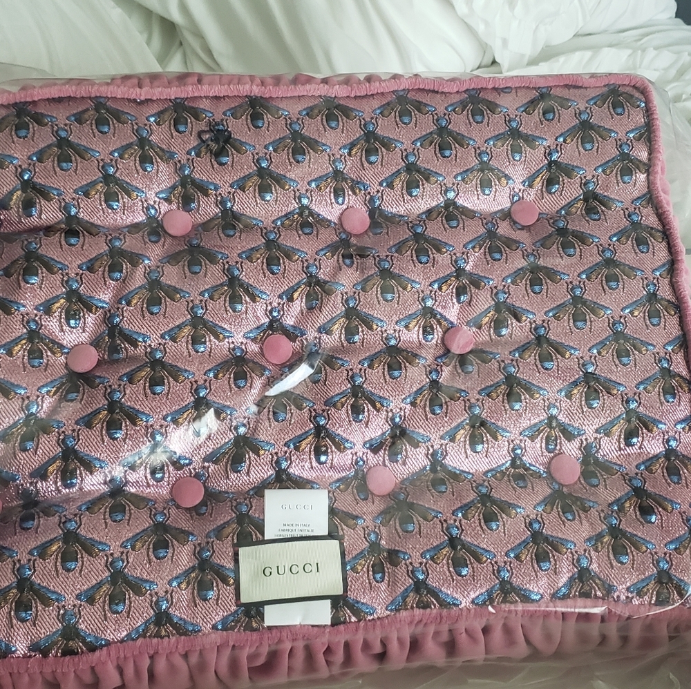 Gucci pink velvet cushion. Unique Home Item.